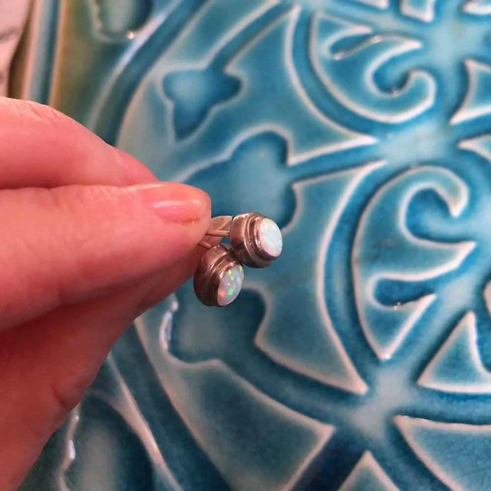 Sterling Silver Opal Earrings Posts (No Backs) - Picture 11 of 17